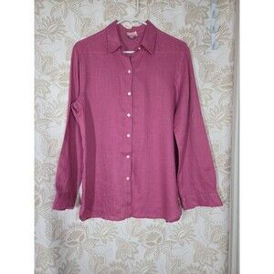 J Jill 100% Linen Casual Lightweight Button Up Shirt SMALL Resort Cruise Summer*